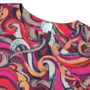 Maeve Anthropologie Flavia Swirl Print Shift Dress Abstract Red Orange Women's M